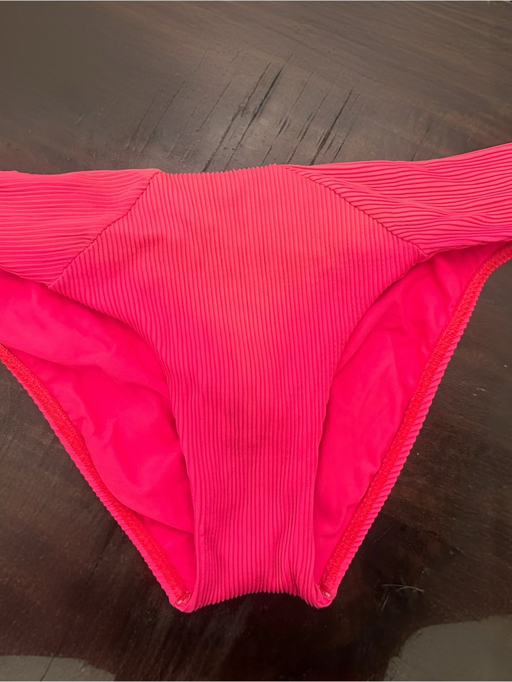 Luli Fama Ribbed Full Coverage Bikini Bottom Hot Pink Neon Coral - sold out